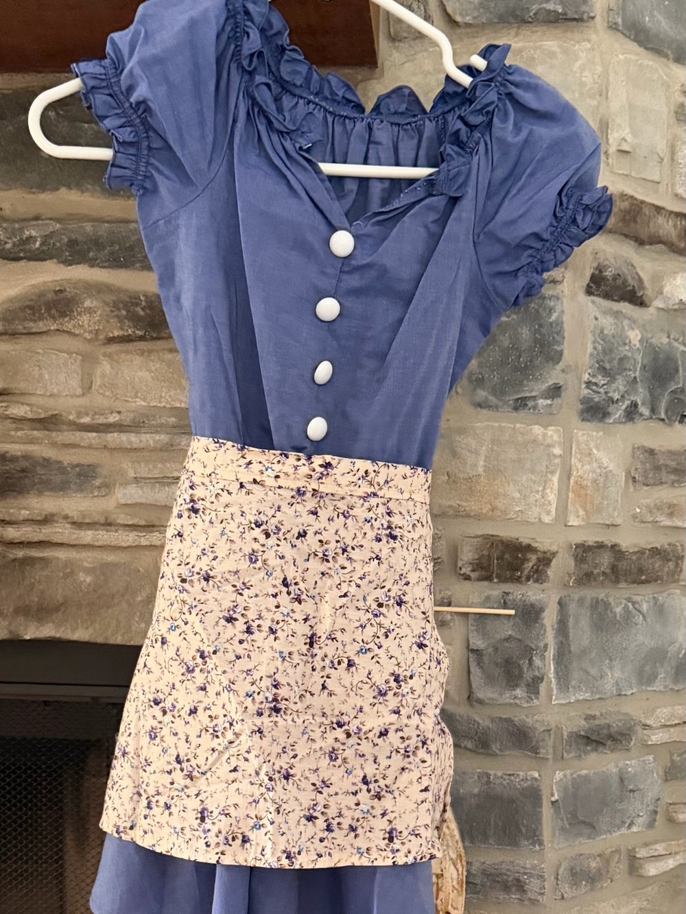 Weissman Blue and Cream Floral Girls' Costume Dress